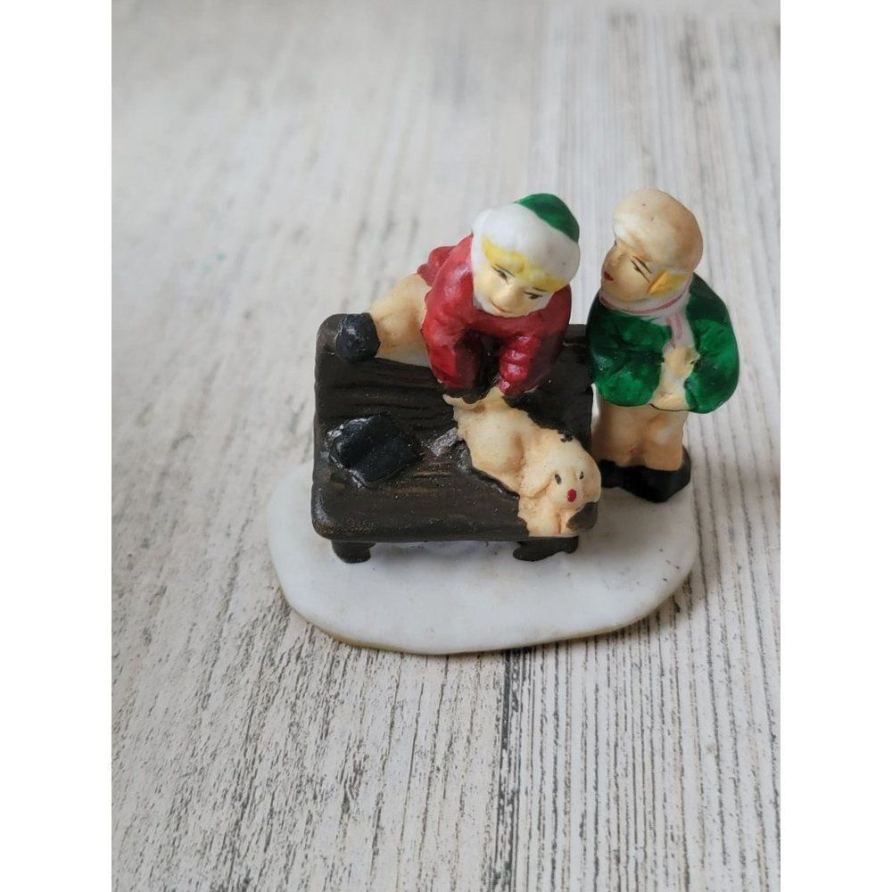 Ceramic kids‎ children bench dog pet village accessory xmas
